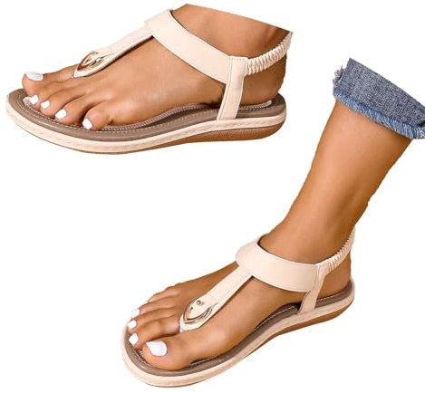 Tongs confortables pour femme - Tongs d'été élégantes - Tongs d'été - Sandales pieds nus pour femme