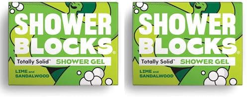 Shower Blocks - Lime & Sandalwood Solid Shower Gel | Plastic, Cruelty and Paraben Free | Vegan | Moisturising Body Soap For The Shower (Pack of 2)