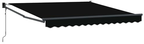 Kaorsrow Toldo con brazo articulado, negro, 300 x 250 x 165 cm, poliéster – Toldo retráctil manual para terraza, jardín y balcón – Toldo estable con marco robusto