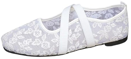 Generisch Ballerines plates à lacets à bout ouvert pour femme - Chaussures d'été légères de style décontracté à talon bas
