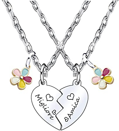 MNBVBV 2PCS Collana con Ciondolo Amicizia Cuore Puzzle - Collana in Acciaio Inossidabile Regalo di Amicizia Set di Gioielli