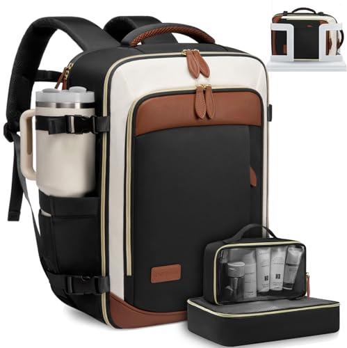 LOVEVOOK 40L Travel Backpack for Women, Carry On Backpack with 3 Packing Cubes,TSA Personal Item Travel Bag Airline Approved, Water Resistant Weekender Overnight Luggage Daypack, Fits 17.3 Inch Laptop