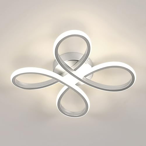 Comely Plafon LED Techo Moderna, 30W 3000LM Lamparas de Techo, Luz de Techo LED Flor Forma para Dormitorio, Pasillo,Salon, Comedor, Luz Neutra 4500K, Dia 30cm,Plata