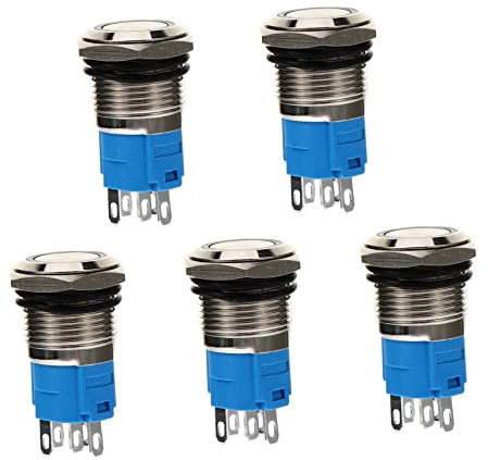 CANIGHT 5-teiliger 16-mm-momentanschalter Runder Led-schalter Mit Selbstverriegelung 12 V Rostfrei Für Feuchte Umgebungen