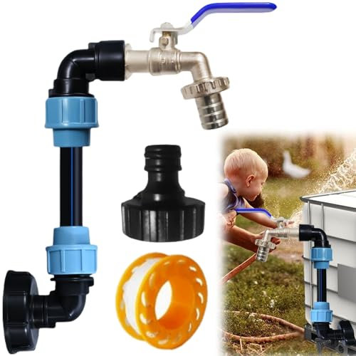 VEGOATY IBC Schwanenhals 3/4 Robinet De Sortie: Accessoires pour Réservoir d'eau De Pluie Et Jardin, Résistant Au Gel Et À Haute Pression, Idéal pour L'extérieur (Bleu)