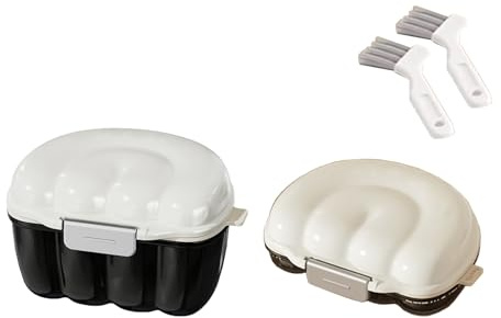 SQOYEI Caja de Retención para Remojar Dentaduras Postizas, Caja Ferula Dental con Cepillo de Limpieza Caja de Almacenamiento para Retenedor Transparente Caja Ortodoncia Camping(Set)