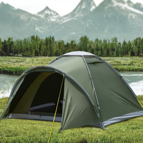Campingzelt mit Vorraum, Zelte Camping Zelt für 2-4 Person, PU5000 wasserdichte Zelt für Camping Reise Trekking Garten Kuppelzelt Ultraleichte Backpacking Antireflexbeschichtung