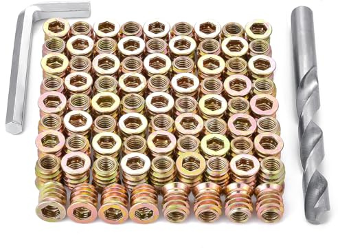 Xrfoiniu 50 Pcs 5/16 Threaded Inserts for Wood 5/16-18 Inserts Wood Insert Nut Perfect for Crafting & DIY Wooden Furniture Reinforcement(50, 5/16-18x15mm)