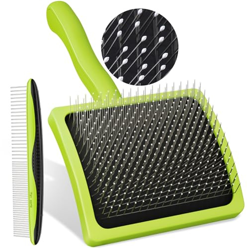 Pecute Professionnel Brosse Chat Poil Long/Court, Autonettoyante Brosse Chien avec Tampon Perméable à L'air, Eliminer Efficacement des Tomentose sous-Poil Tangles, Longueur de l'aiguille 15 mm, L