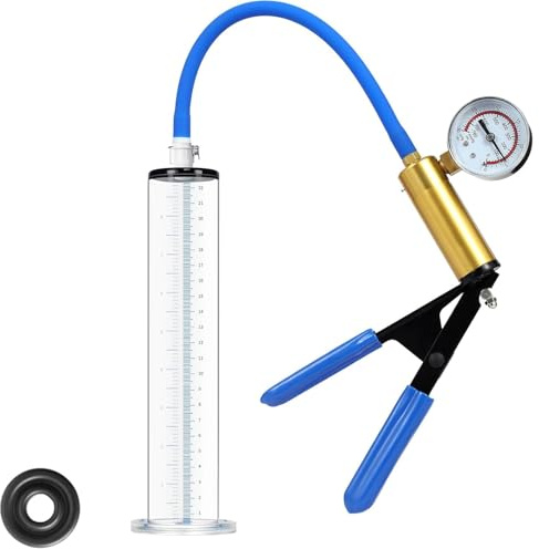 Bomba de pene con pistola de latón y manómetro, cilindro, agrandador de pene, juguetes sexuales masculinos, juguetes for adultos(1.75in/4.4cm)