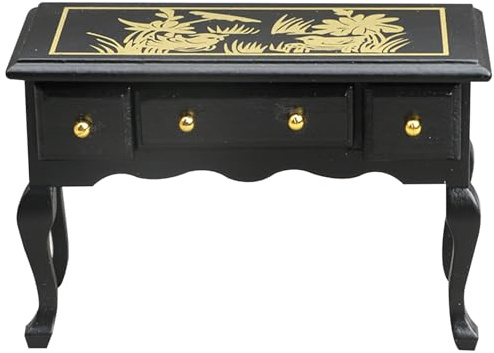 Jorzer Muebles de casa de muñecas a Escala 1 12, Mesa Victoriana Vintage para casa de muñecas con 3 cajones, Mesa en Miniatura de 3, 7 x 1, 5 x 2, 7, Muebles de de para decoración de esce..
