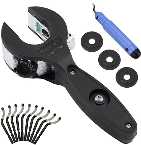 GBKDQQ Juego de cortatubos de carraca, cortador de tubos de acero inoxidable, cortador de tubos de cobre, 8-29 mm, juego de cortatubos con 3 ruedas de repuesto y herramientas de desbarbado
