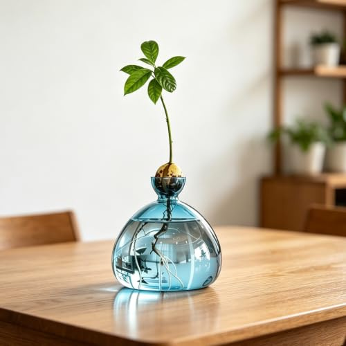 Jarrones de cultivo de árbol de aguacate transparente, cristal de cría para aguacates y castañas, jarrón de cristal hidropónico, vidrio germinado, jarrones de flores de árbol de aguacate para el hogar