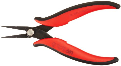 Hakko CHP PN-2005 Long-Nose Pliers, Pointed Nose, Flat Outside Edge, Serrated Jaws, 32mm Jaw Length, 1.2mm Nose Width, 3mm Thick Steel by Hakko