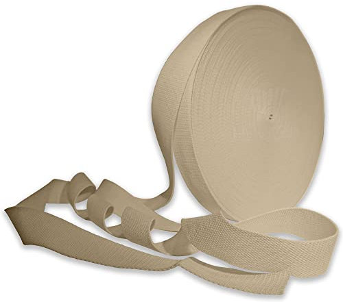 25mm Heavy Duty Webbing Belt Strap Upholstery Webbing Cotton Blend 1 Inch Webbing for Bag Straps Rucksack Backpacks Luggage Bag Strap Cargo Strapping Belts (Lt Brown/Natural Jute - 25mm - 10 Meters)