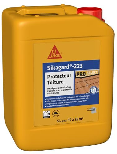 SIKA - Protecteur Toiture - Imperméabilisant hydrofuge - Sikagard 223 - Protection longue durée - Extérieur - 5L=environ 20m² Incolore