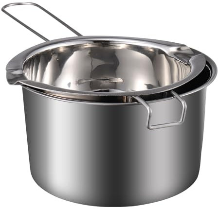 Chocolate Candle Wax Melting Pot: Stainless Steel Double Boilers Wax Melting Pots Small Boiler Cup Kit for Candle Soap Butter Making Silver 10.6 X 5.5 X 3.7 Inches