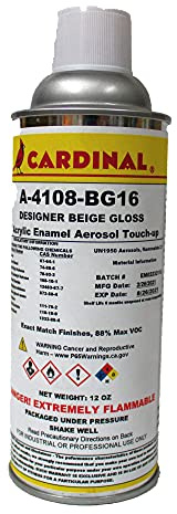 A-4108-BG16: Designer Beige Gloss Powder Coating Touch Up Spray Paint | Car Parts and Repair Refinishing Clear Coat for Permanent Sealing of Coated Surfaces