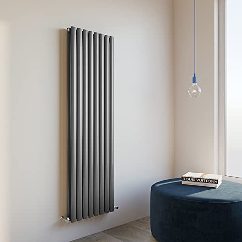 Oval Column Radiator 1600x472mm Vertical Design Double Central Heating Anthracite Rad