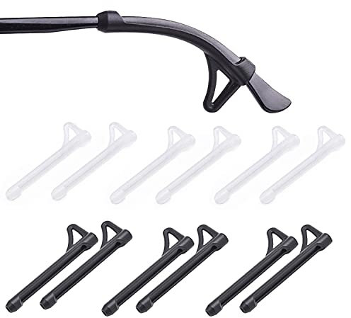 OPUGIT 6 Paar Antirutsch Brillenbügel,Silikon Antirutsch Überzüge für Brillenbügel, Komfort Antirutsch Brillenbügel für Sportbrillen Sonnenbrille Lesebrillen,Schwarz/Weiß