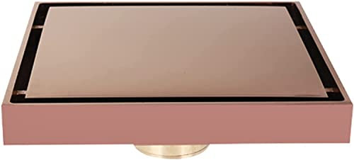 Bodenablauf Quadrat Badezimmer Ablaufrinne aus Messing,Duschablauf Gitter,Bodensiphon,Duschabfluss Duschablaufrinne Badablauf Flache Decke mit Unsichtbarem Aussehen,Ablauf für Badezimmer,15x15cm