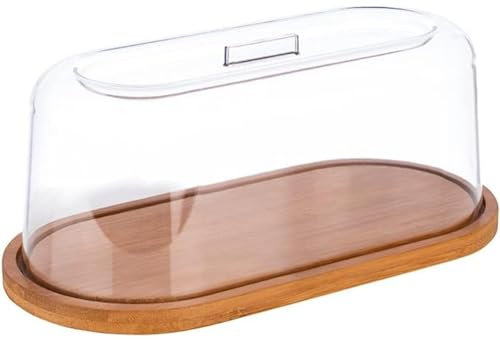 APS Plateau en bambou avec capot, lot composé de : - Plateau en bambou 28 x 14 cm - Hauteur : 1,5 cm - Capuche en SAN 26 x 12 cm - Hauteur : 10 cm