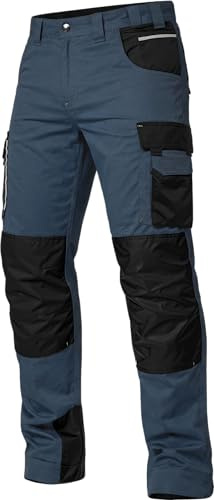 ACE Genesis Pro Herren-Arbeitshose lang - Männer-Arbeitshosen mit Stretch-Bund, Gummizug & Kniepolster-Taschen - Grau - 46