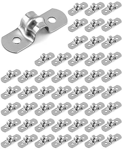 QWORK® 50 Stück 8mm U-Rohrschelle 304 Edelstahl, Befestigungsschelle für Befestigung von Kabeln und Rohren (M8)