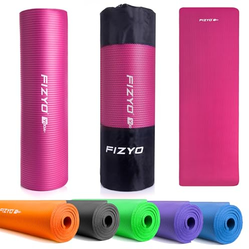 FIZYO Tapis de Yoga Épais 1 cm – Antidérapant & Confortable – Yoga, Fitness, Gym & Récupération – Mousse NBR & Caoutchouc Synthétique – 183 x 61 cm – Rose