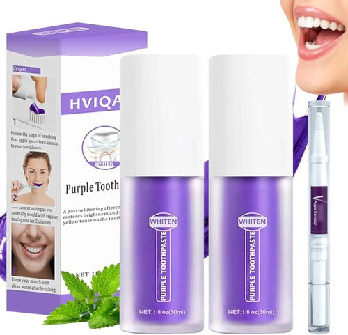 Color Corrector Serum Hi Smile Lila Zahnpasta Weisse Zähne Zahnaufhellung Whitening Zahnpasta Smileful Weiße Zähne Purple Toothpaste Herosmile Farbkorrektur Serum Zahnpasta Glowing Smile 2 Pcs