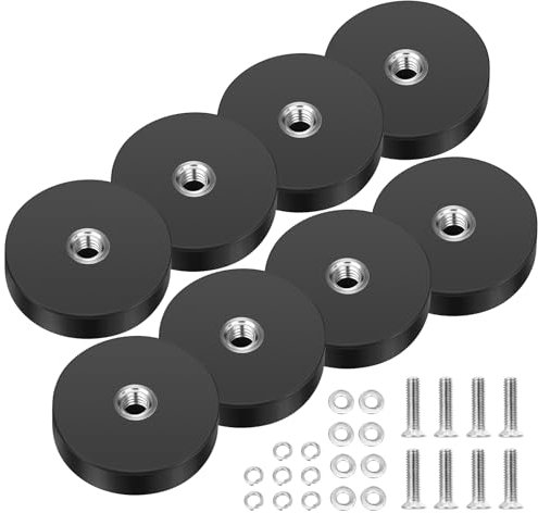 Wukong Rubber Coated Magnets Ø22mm, 8 Pack Strong Anti-Slip with M4 Flat Thread, Magnets with Thread for Vehicles, Lamps, Attaching Tools