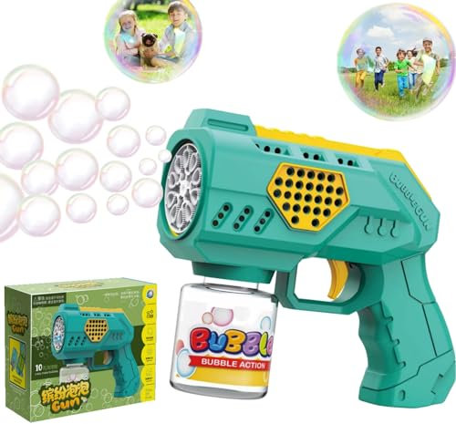 Bombble Seifenblasenpistole für Kinder, Seifenblasenmaschine Kinder 10000+Blasen/Min mit Seifenblasenlösung, Outdoor Seifenblasenspielzeug Geschenk für Kinder/Geburtstag/Party, Bubble Gun for Kids