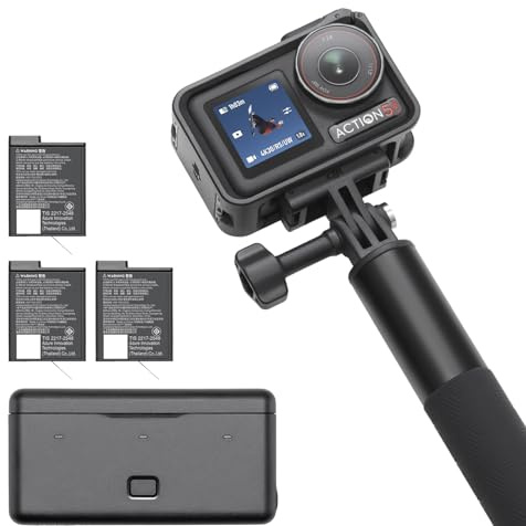DJI Osmo Action 5 Pro Adventure Combo, Waterproof Action Camera with 1/1.3 Sensor, 4K/120fps Video, Subject Tracking, 12h Extended Battery Life with 3 Batteries, 1.5m Extension Rod, Battery Case