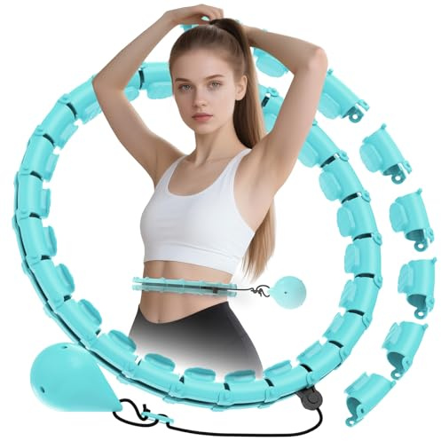 JLoibao Smart Hula Hoop Fitness Adelgazante, 24 conexiones (74-120 cm) con bola de peso, ajustable, apto para principiantes y adultos