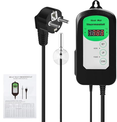 Terrarium termostat termostatuttag med digital sond 1 000 W temperaturregulator för terrarium reptil växthus inkubator