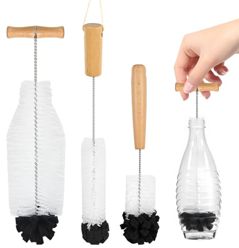 3 Piezas Cepillo Limpiador de Botellas, Cepillo para Cristalería Compatible con Botellas de Cristal Sodastream, Cepillo para Botellas de Cristals para Lavar Termos,Botella para Beber