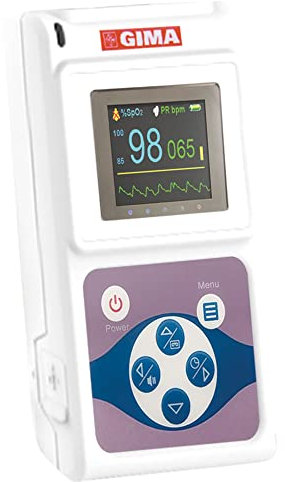 GIMA - Pulsossimetro da dito portatile con display a colori e monitoraggio continuo, con software, 35100