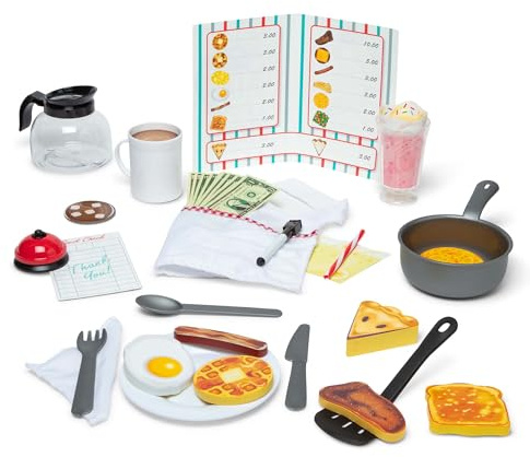 Melissa & Doug Star Diner Restaurant 41-Piece Play Set with Toy Food, Cookware & Play Kitchen Accessories, Preschool Learning Toys for Girls & Boys 3+