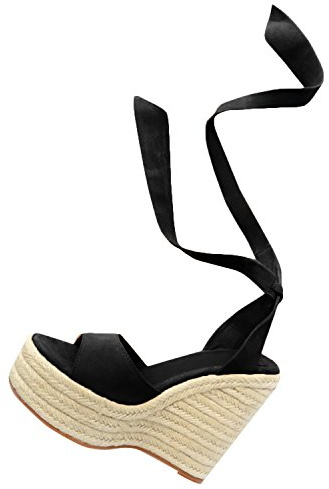 Fashare Womens Open Toe Tie Lace Up Espadrille Platform Wedges Sandals Ankle Strap Slingback Dress Shoes