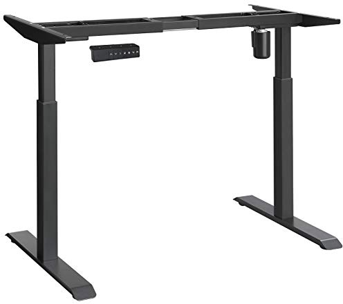 SONGMICS Supporto Scrivania Elettrico con Regolazione Continua dell’Altezza, Struttura Tavolo da Lavoro con Motore, Memorizza 4 Posizioni, Larghezza Regolabile, Acciaio, Nero LSD11BK