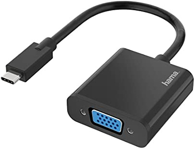 Hama USB C to VGA Adapter, Full HD 1080p (USB C Adapter for Connecting PC, Laptop, MacBook, Tablet, iPad, Mobile Phone to Monitor, TV, Projector, Compatible with Thunderbolt 3, 4, DisplayPort