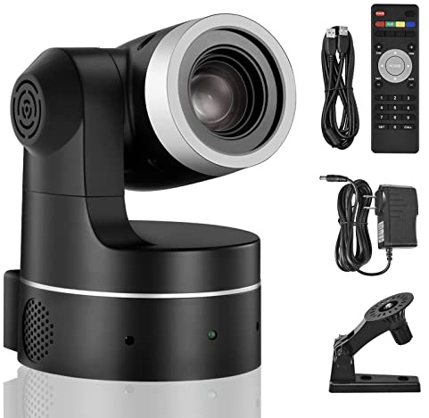 Lierhyt Telecamera PTZ USB con zoom ottico 10x, webcam 1080P 30FPS, videocamera HD per videoconferenze, videoconferenze, eventi, chiesa, scuola, ecc. (nero)