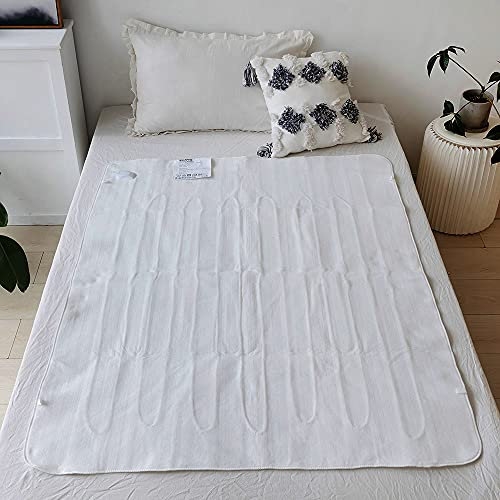 Electric Blanket Heated DOUBLE Under Bed Comfort Detachable Controller with 3 Heat Settings, Polyester, White Super Cosy Washable Fleece Heated Blanket Throws Pad, Coverlet (140x120cm 1x Control)