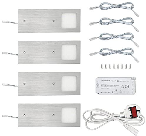 Long Life Lamp Company 20w LED Under Cabinet Kitchen Lights Slim Rectangular Cool White 6500k Kit of 4 UC01