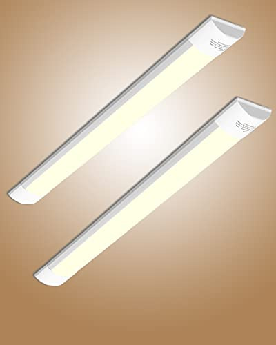 Bellanny LED Fluorescente 90cm, 30W 3600LM Lámpara LED de Techo, 3000K Blanco Cálido Neon Led Tubo, IP40 130°Ángul Luz de Garaje, LED Batten Light para Oficina Taller Almacén Baño Cocina Barra, 2pc