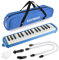 Eavnbaek 32 Tasten Melodica Instrument, Sopran Melodica Air Piano Keyboard Pianica Musikinstrumente mit 2 weichen langen Röhren, 2 kurzen Mundstücken und Tragetasche (blau)