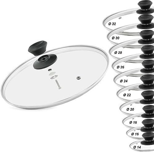 Tapa de Cristal Universal de 16 cm de Diámetro Con Mango de Baquelita Resistente al Calor para Cacerola y Sartén