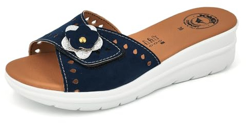 JOMIX Sandales Compensées Femme avec Scratch Réglable Pantoufles d'été Sandales Anatomiques Confortables Fabriqué en Italie
