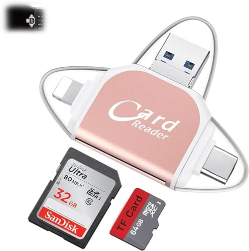 Lecteur de carte SD TF universel multi-ports 4 en 1, lecteur de carte mémoire USB C Sd Tf, lecteur de carte mémoire 4 en 1, lecteur de carte SD Lightning, adaptateur USB de carte SD, lecteur de carte