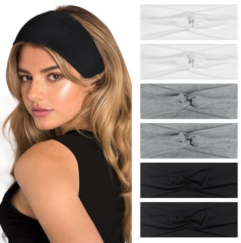 PROPOG Fascia Capelli Donna, 6 PCS Fasce per Capelli Antiscivolo Donna Yoga Headband Moda Fascia per Capelli Elastiche Fasce Capelli